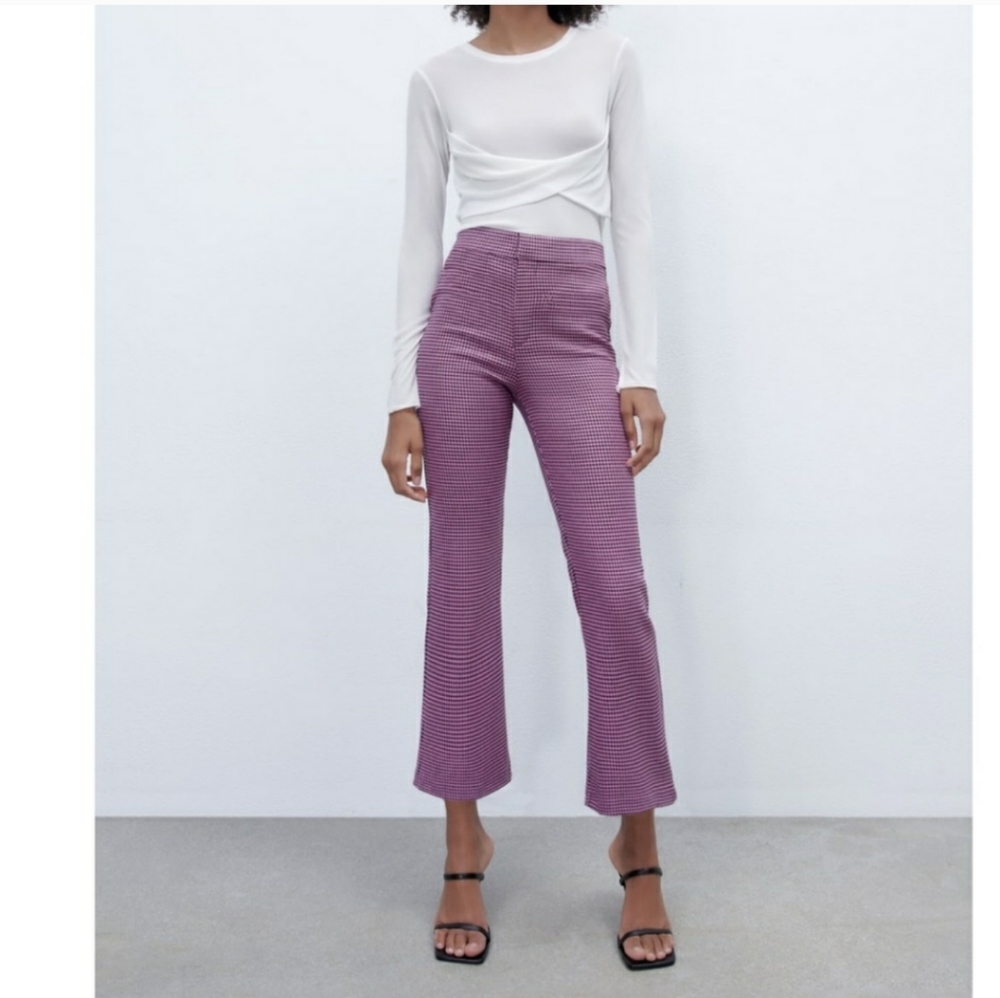 ZARA Houndstooth mini flare pants